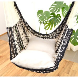 メキシカンハンモックチェア（ネット） ラージ　「ブラック＆ベージュ」
