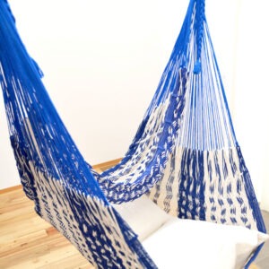 メキシカンハンモックチェア（ネット）  ラージ 「ブルー＆ベージュ」