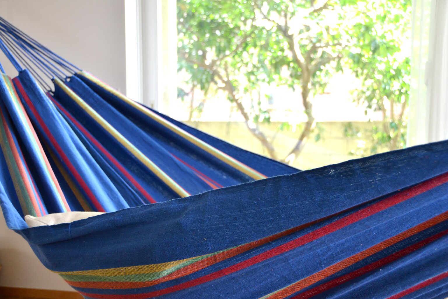 室内ハンモック — 朝の光と、深呼吸